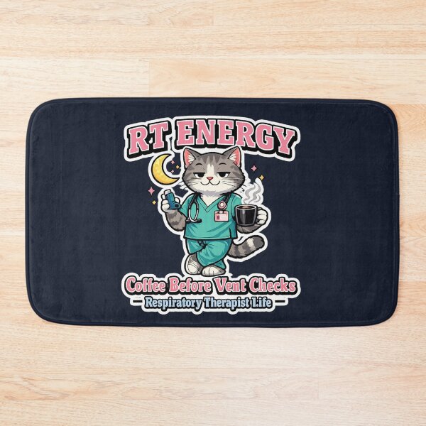 Item preview, RT Energy Cat Mascot – Funny Respiratory Therapist Coffee Night Shift Retro Sticker designed and sold by ClinicalHubs.