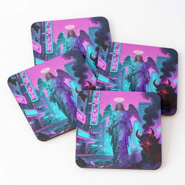 Item preview, A corrupt synthwave city, angels and demons in the streets, designed and sold by raposa6.