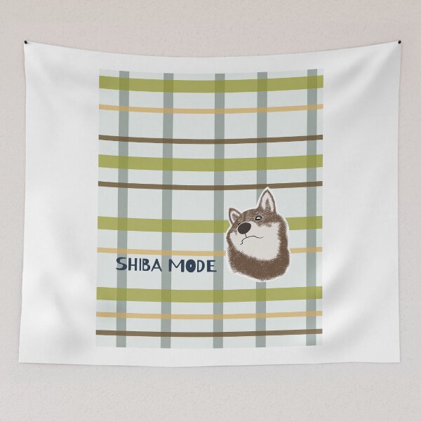 Item preview, Yellow plaid with sesame Shiba Inu designed and sold by ShibaCruise-On.
