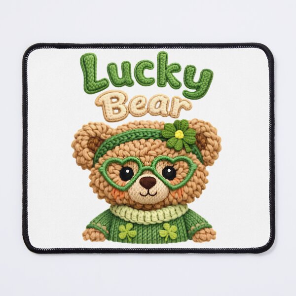 Item preview, Lucky Bear St. Patrick’s Day Knit Teddy Bear Cute Green Clover Shirt Design designed and sold by aseelbrand.