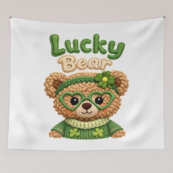 Item preview, Lucky Bear St. Patrick’s Day Knit Teddy Bear Cute Green Clover Shirt Design designed and sold by aseelbrand.