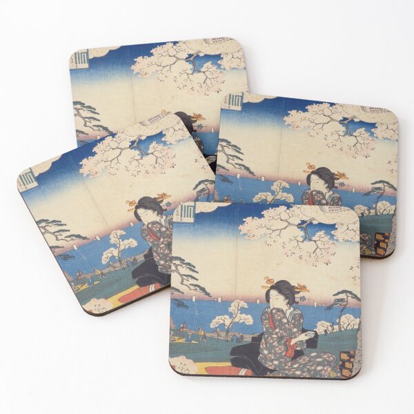 Item preview, Hanami in Edo Japan - Vintage Ukiyo-e Cherry Blossom Art designed and sold by vekotpu.