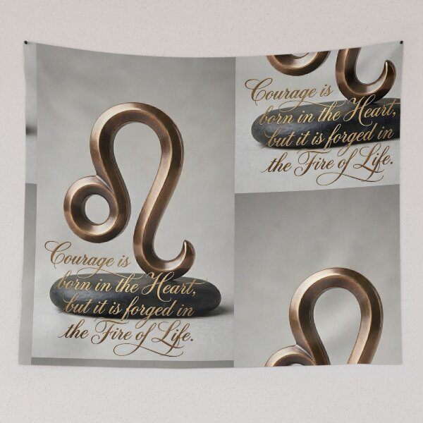 Item preview, Leo Courage Born in Heart Forged in Fire Zodiac Art designed and sold by Zodiac Celestial Art.