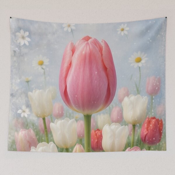 Item preview, Vintage Pink Tulip Garden - Soft Watercolor Floral Art designed and sold by lovelistivkaa.