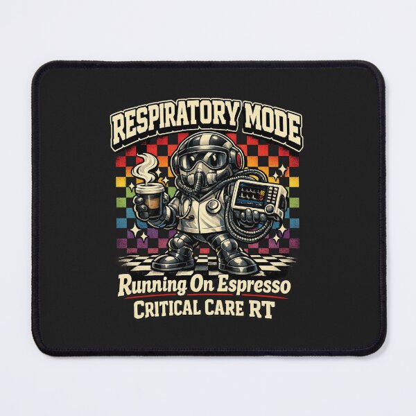 Item preview, Robot Respiratory Therapist Retro Checkered Rainbow Coffee Graphic Tee | Critical Care RT Mascot Shirt designed and sold by ClinicalHubs.