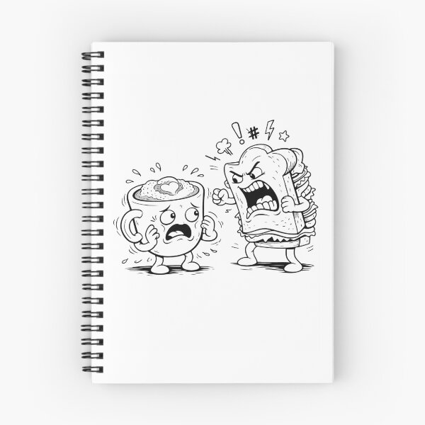 Item preview, Angry Sandwich Yelling At Coffee Funny Morning Rage Cartoon designed and sold by ComedyInkFactor.