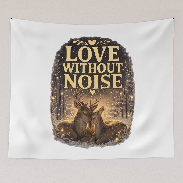 Item preview, Love Without Noise, Peaceful Romantic Aesthetic Quote Design designed and sold by JagrDesigns.