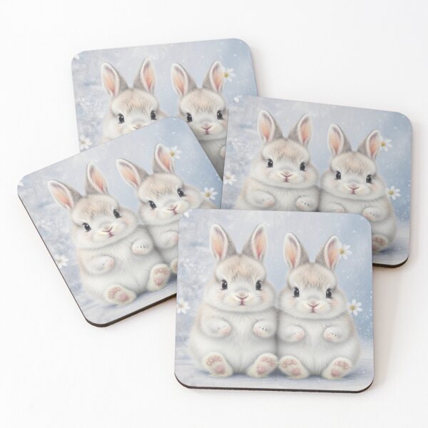 Item preview, Two Fluffy Baby Bunnies - Soft Pastel Whimsical Rabbit Friends designed and sold by lovelistivkaa.