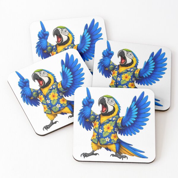 Item preview, Dramatic Parrot Yelling Funny Blue and Yellow Macaw T-Shirt Explorer Shirt Cartoon Bird designed and sold by Martin's_Design.