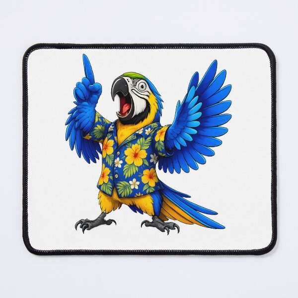 Item preview, Dramatic Parrot Yelling Funny Blue and Yellow Macaw T-Shirt Explorer Shirt Cartoon Bird designed and sold by Martin's_Design.