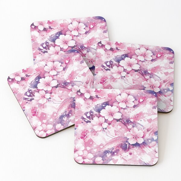 Item preview, Abstract Floral Floral Pattern Pink Rose Mixed Media Cherry Blossoms designed and sold by ColdStarfish.