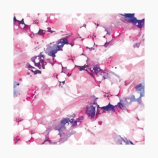 Artikelvorschau, Abstrakt Blumen Floral Muster Pink Rose Mixed Media Kirschblüten entworfen und verkauft von ColdStarfish.