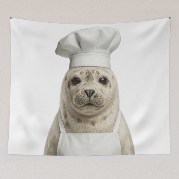 Item preview, Funny Harp Seal Chef Realistic Animal Cooking Humor Art designed and sold by LazyOwlStore.
