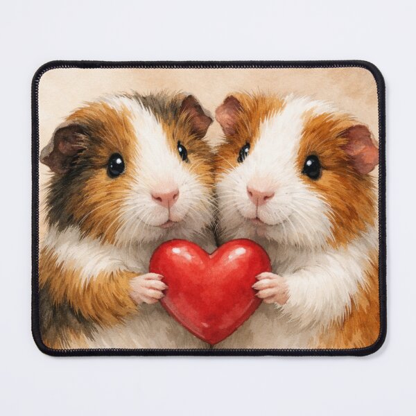 Item preview, Two Cute Guinea Pigs Holding a Red Heart - Watercolor Pet Art designed and sold by lovelistivkaa.