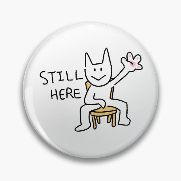Item preview, Still Here Cat Sticker – Funny Minimal Cat Doodle, Relatable Waiting Mood Illustration designed and sold by lazydayz16.