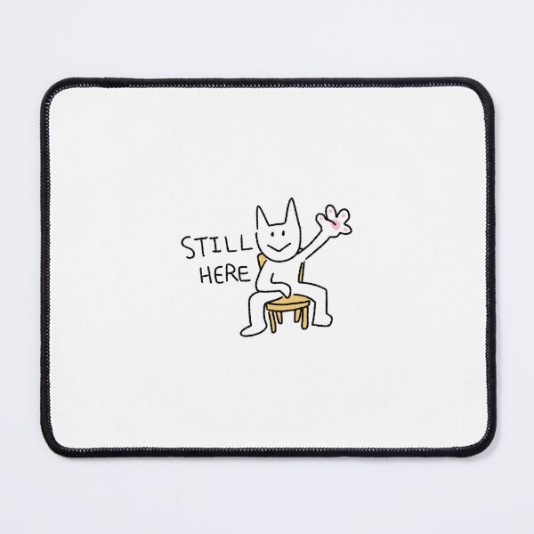 Item preview, Still Here Cat Sticker – Funny Minimal Cat Doodle, Relatable Waiting Mood Illustration designed and sold by lazydayz16.