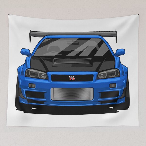 Item preview, Blue Japanese Sports Car Front View Vector Illustration – JDM Racing Skyline Style Car Art designed and sold by wisnubayuaji.