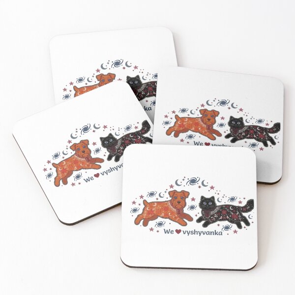 Item preview, ​Cute Ukrainian Cat and Dog in Vyshyvanka Cosmic Art designed and sold by NadinGerasi.
