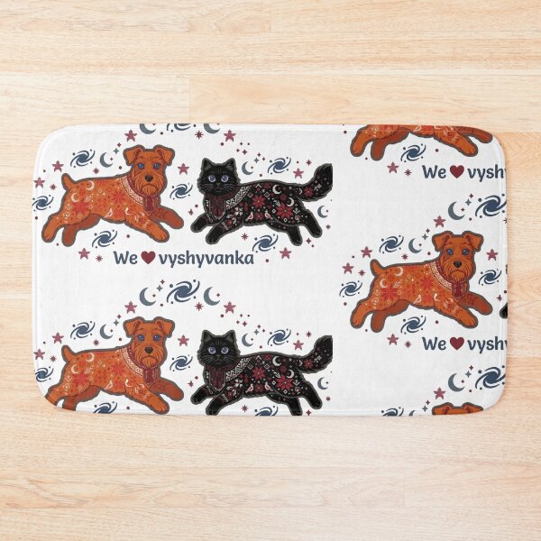 Item preview, ​Cute Ukrainian Cat and Dog in Vyshyvanka Cosmic Art designed and sold by NadinGerasi.