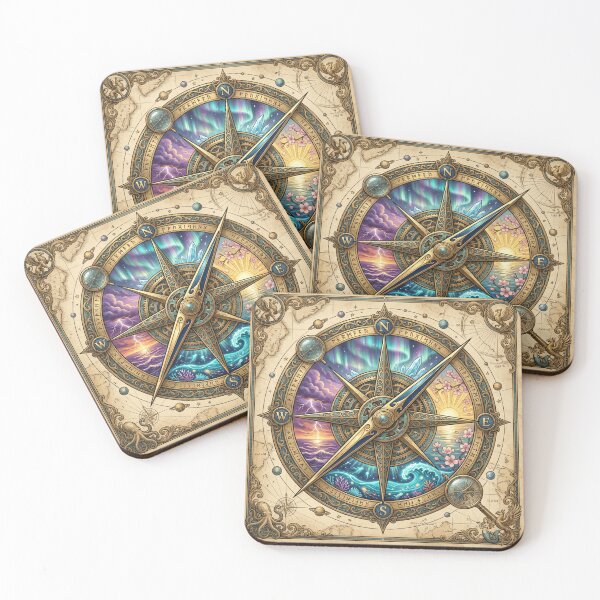 Item preview, Enchanted Antique Compass Rose Mystical Elements - Steampunk Victorian Celestial Navigation Art designed and sold by Rovano.