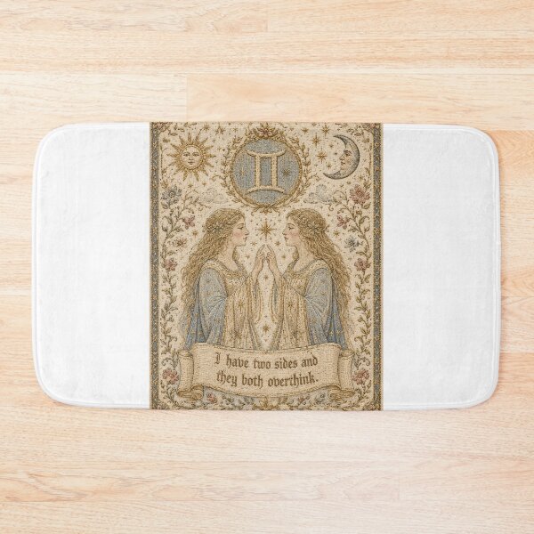 Item preview, Gemini Zodiac Twin | Medieval Fantasy Faux Embroidery Art designed and sold by doinitzart.