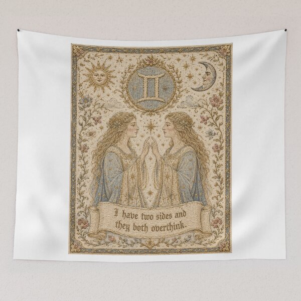 Item preview, Gemini Zodiac Twin | Medieval Fantasy Faux Embroidery Art designed and sold by doinitzart.