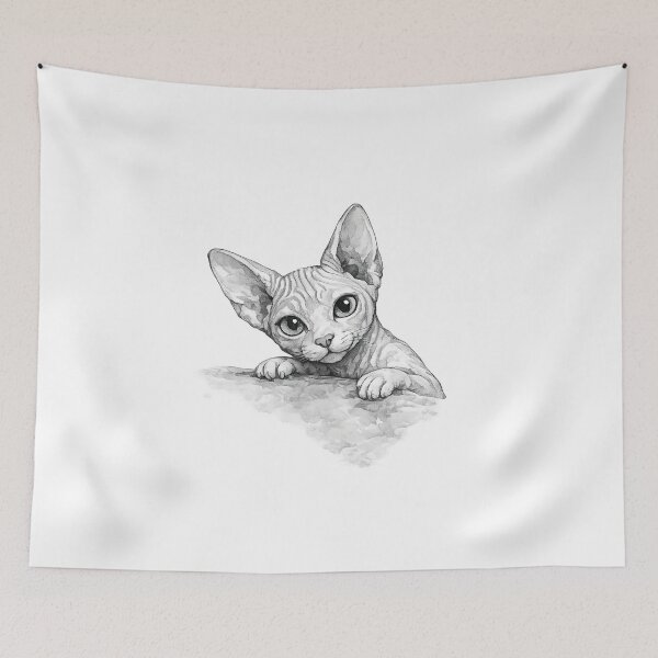 Item preview, Amazed Little Sphynx. Cat Peeking Out designed and sold by Daydreamsatdawn.