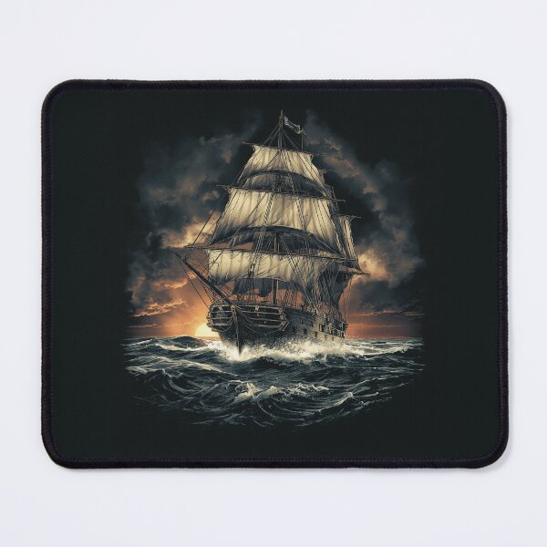 Item preview, Vintage Pirate Ship T-Shirt – The Last Voyage of the Tempest, Stormy Sea Sailing Vessel Graphic Tee, Dark Nautical Adventure Apparel designed and sold by Mythic Tide.