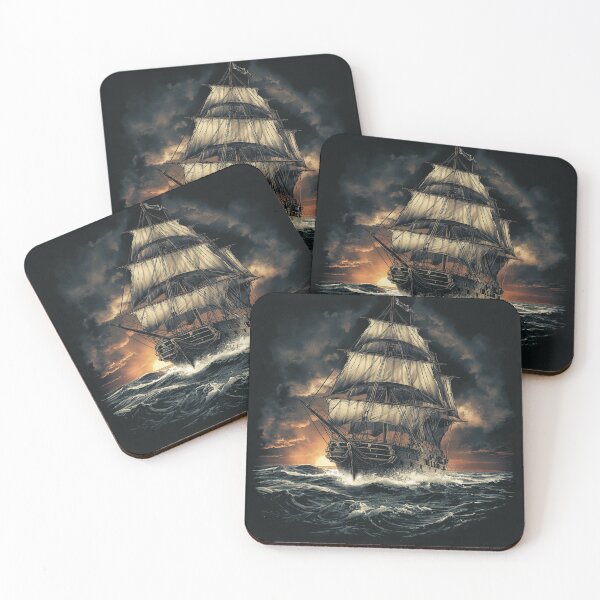 Item preview, Vintage Pirate Ship T-Shirt – The Last Voyage of the Tempest, Stormy Sea Sailing Vessel Graphic Tee, Dark Nautical Adventure Apparel designed and sold by Mythic Tide.