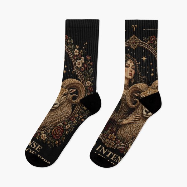 Item preview, Aries Zodiac | Medieval Faux Embroidery Art | Black background  designed and sold by doinitzart.