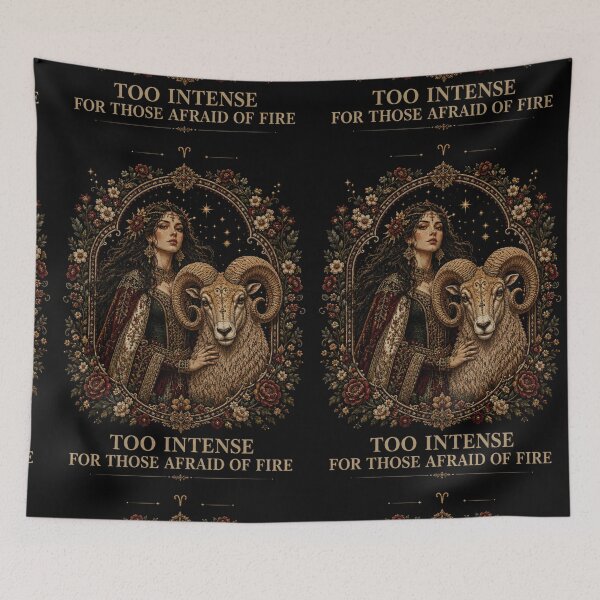 Item preview, Aries Zodiac | Medieval Faux Embroidery Art | Black background  designed and sold by doinitzart.
