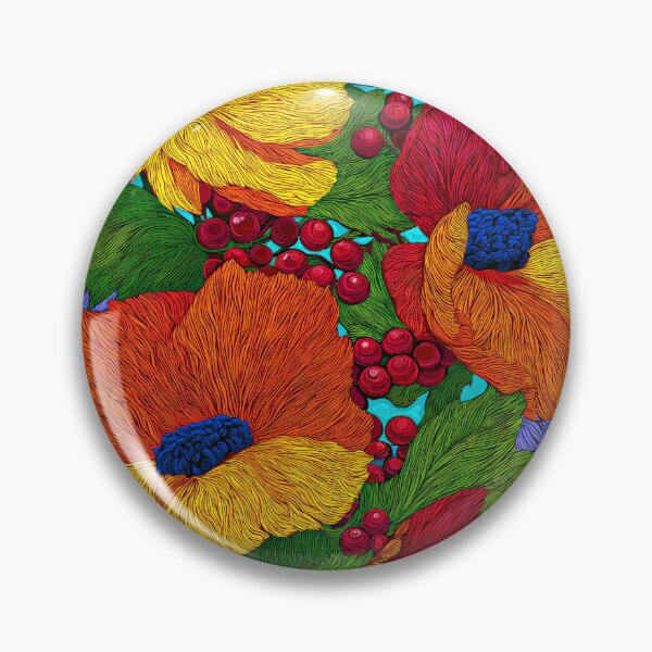 Item preview, Vibrant Floral Maximalism Art Print with Orange Poppies and Red Berries Design designed and sold by Artistic Gift Print.