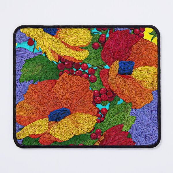 Item preview, Vibrant Floral Maximalism Art Print with Orange Poppies and Red Berries Design designed and sold by Artistic Gift Print.
