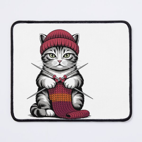 Item preview, Cat Knitting a Scarf designed and sold by jkrphoto.