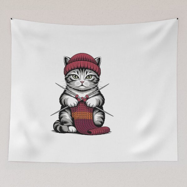 Item preview, Cat Knitting a Scarf designed and sold by jkrphoto.