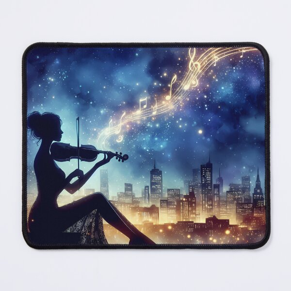Item preview, Midnight Violinist Silhouette Magical Music City Art designed and sold by jo-e-basta.