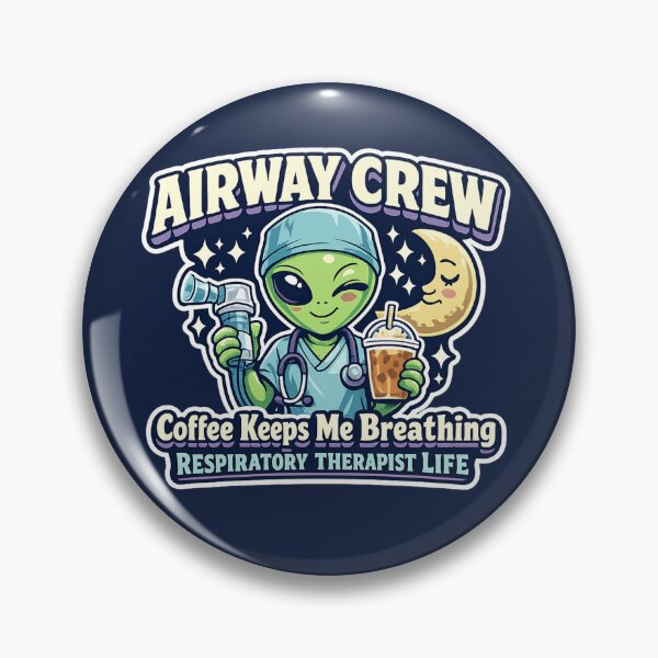 Item preview, Alien Respiratory Therapist Airway Crew Coffee Keeps Me Breathing Cute Night Shift RT Sticker designed and sold by ClinicalHubs.