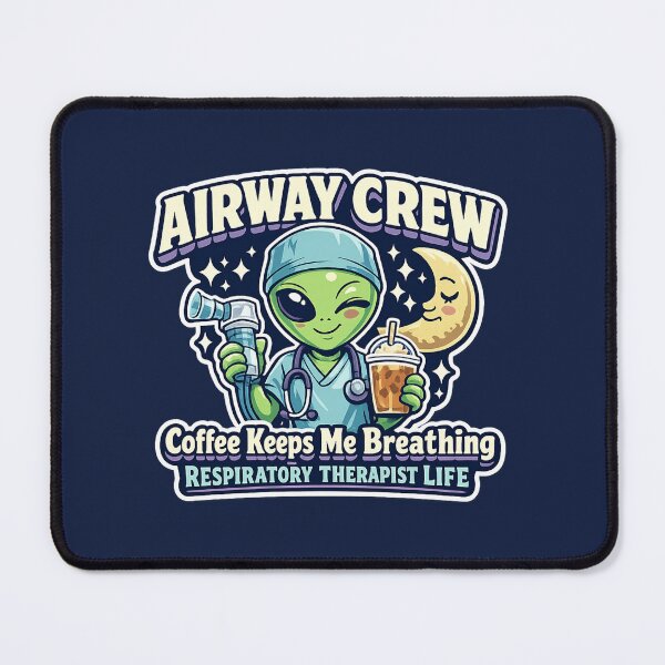 Item preview, Alien Respiratory Therapist Airway Crew Coffee Keeps Me Breathing Cute Night Shift RT Sticker designed and sold by ClinicalHubs.