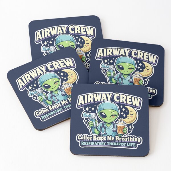 Item preview, Alien Respiratory Therapist Airway Crew Coffee Keeps Me Breathing Cute Night Shift RT Sticker designed and sold by ClinicalHubs.