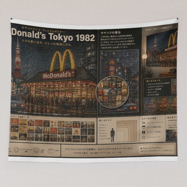 Item preview, Vintage Japanese McDonald's Tokyo Mosaic 1982 designed and sold by JcAbstractArt.