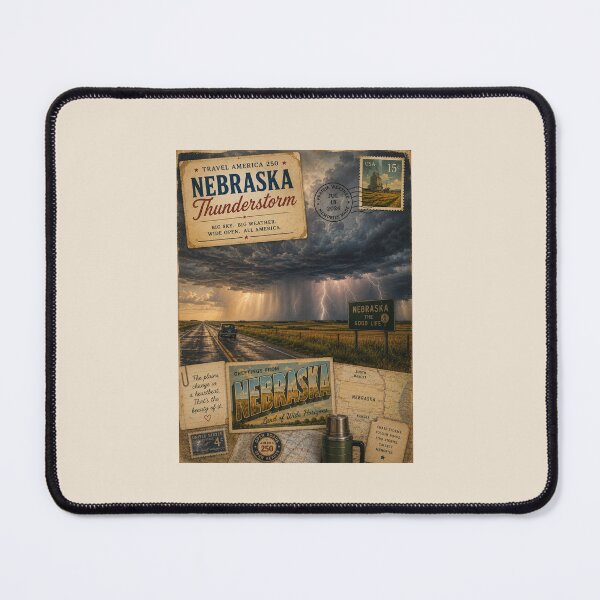 Item preview, Nebraska Thunderstorm – Big Sky Summer Storms | Travel America 250 Vintage Road Trip Art designed and sold by Novel Works Studio.
