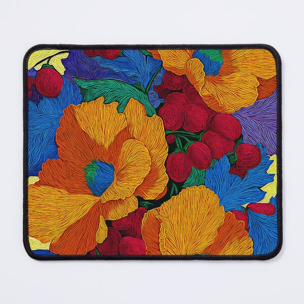 Item preview, Colorful Maximalist Floral Art with Detailed Orange Poppies and Red Berries Print designed and sold by Artistic Gift Print.