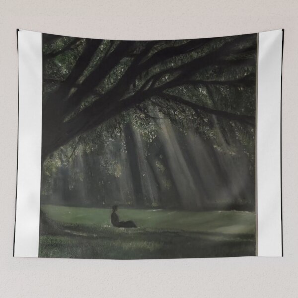 Item preview, Solitude Under the Willows - Moody Impressionist Landscape Oil Painting designed and sold by samahl_l.