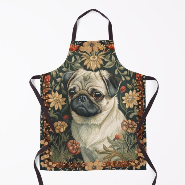 Item preview, William Morris style Pug Dog in Floral Garden designed and sold by AntiqueImages.