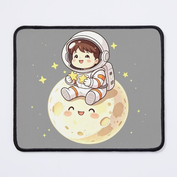Item preview, Kawaii Baby Astronaut Sitting on Smiling Moon designed and sold by TeyArtWork.
