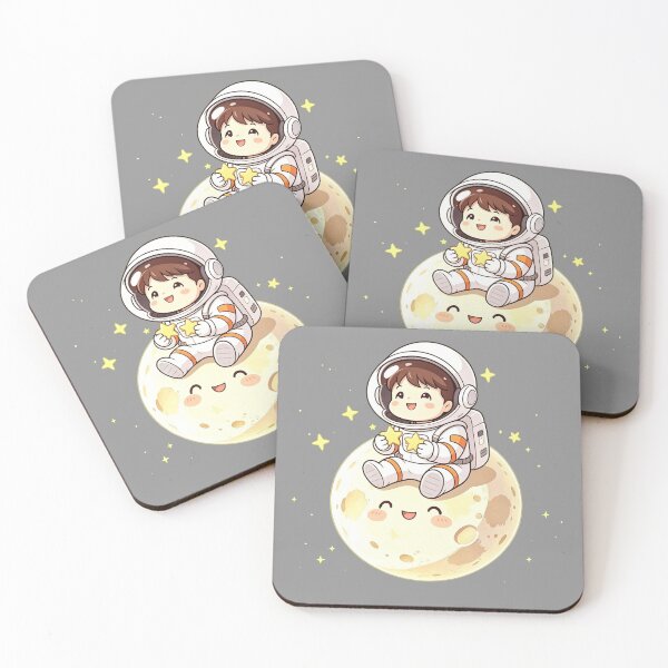 Item preview, Kawaii Baby Astronaut Sitting on Smiling Moon designed and sold by TeyArtWork.