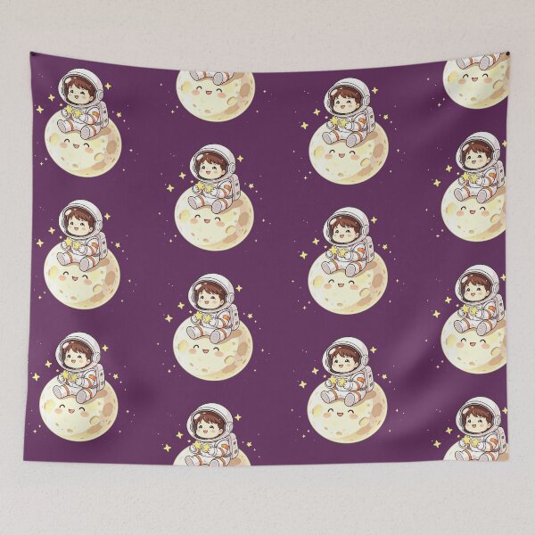 Item preview, Kawaii Baby Astronaut Sitting on Smiling Moon designed and sold by TeyArtWork.