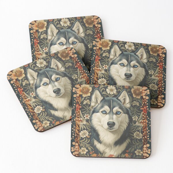 Item preview, Siberian Husky Dog Vintage William Morris Floral designed and sold by AntiqueImages.