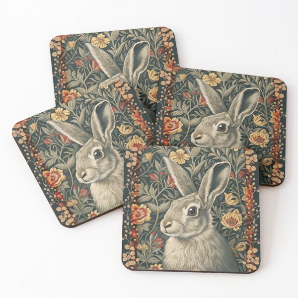 Item preview, William Morris Style Rabbit Floral Art designed and sold by AntiqueImages.