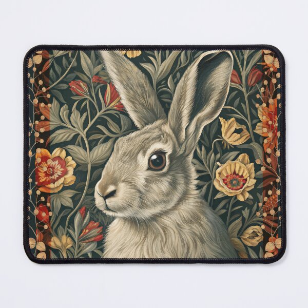 Item preview, William Morris Style Rabbit Floral Art designed and sold by AntiqueImages.